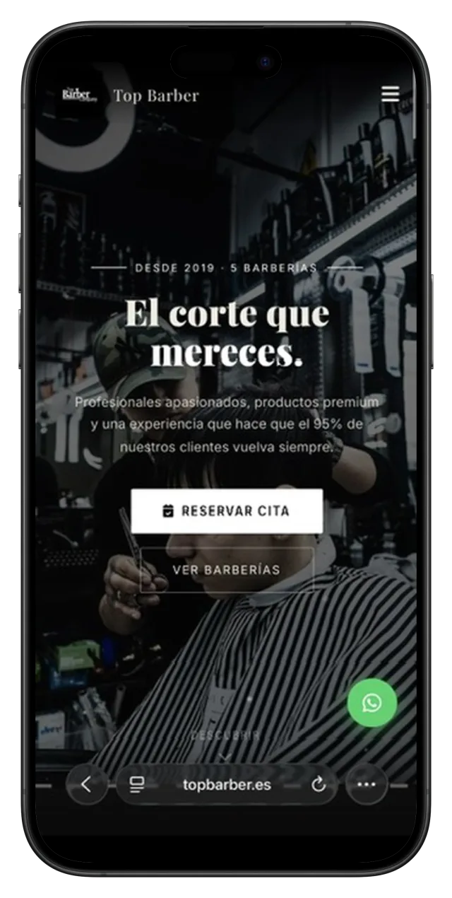 Web para barbería diseñada por Proximia Studio